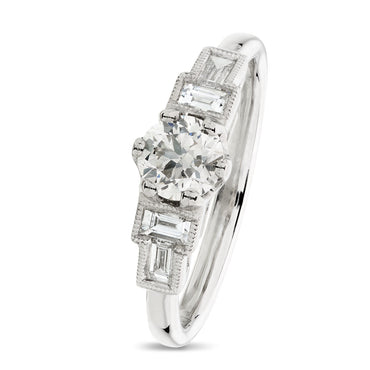 Round Brilliant Cut Solitaire Diamond Ring 0.52ct I VS2 WGI Platinum