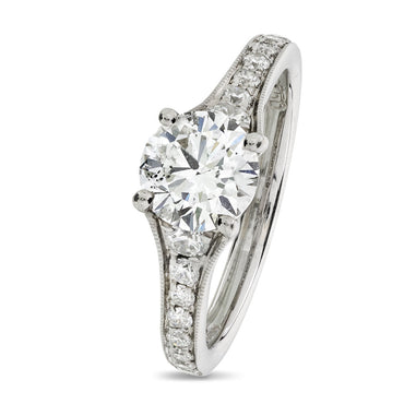 Round Brilliant Cut Solitaire Diamond Ring 1ct H SI2 WGI 18K White Gold