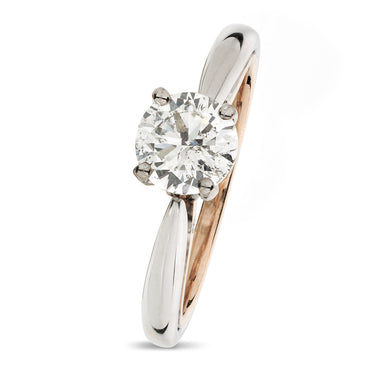 Round Brilliant Cut Solitaire Diamond Ring 1.04ct G SI2 WGI 18K Rose And White Gold