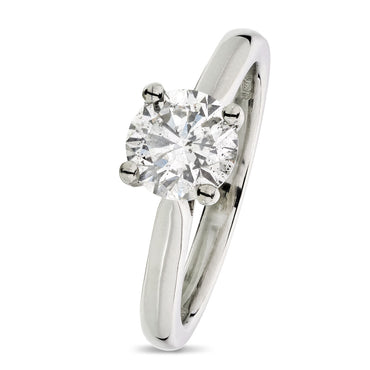 Round Brilliant Cut Solitaire Diamond Ring 1.2ct H SI1 WGI Platinum
