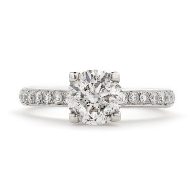 Round Brilliant Cut Solitaire Diamond Ring 1.52ct F I1 WGI 18K White Gold