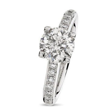 Round Brilliant Cut Solitaire Diamond Ring 1.52ct F I1 WGI 18K White Gold