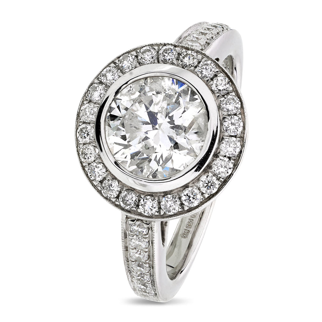 Round Brilliant Cut Solitaire Diamond Ring 1.51ct F I1 WGI 18K White Gold