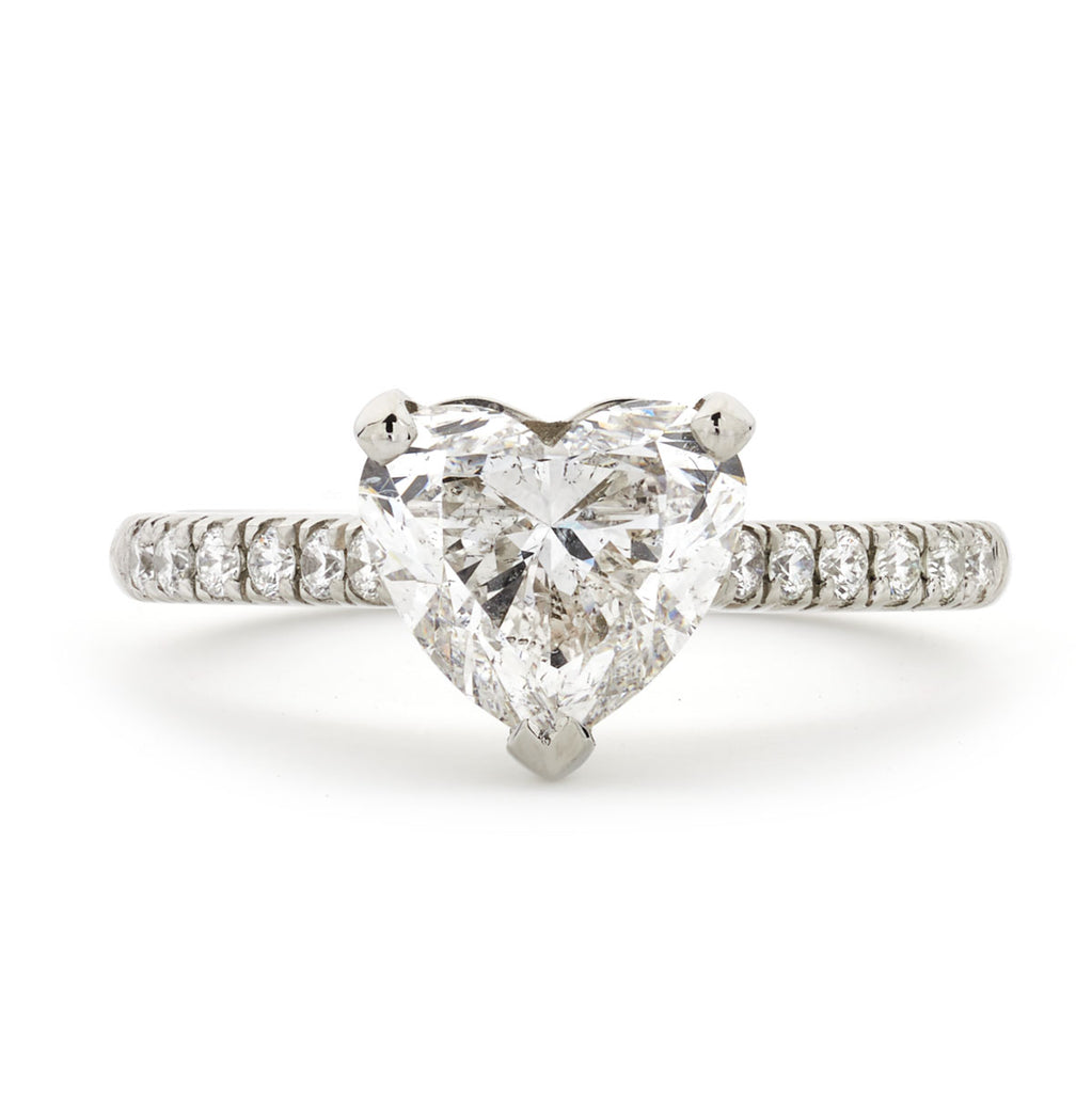 Heart-shape Solitaire Diamond Ring 2.03ct H SI2 GIA Platinum