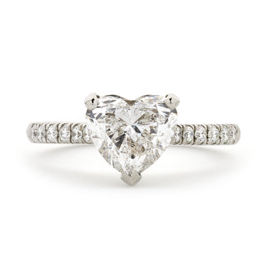 Heart-shape Solitaire Diamond Ring 2.03ct H SI2 GIA Platinum