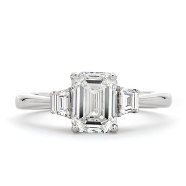 Emerald Cut Solitaire Diamond Ring 1.7ct H SI2 GIA 18K White Gold