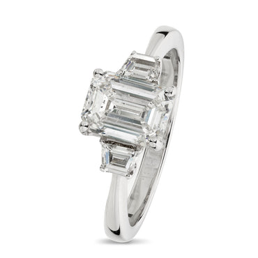 Emerald Cut Solitaire Diamond Ring 1.7ct H SI2 GIA 18K White Gold