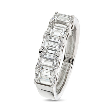 Emerald Cut 5-stone Diamond Ring 2.38ct E-F VVS-VS WGI Platinum
