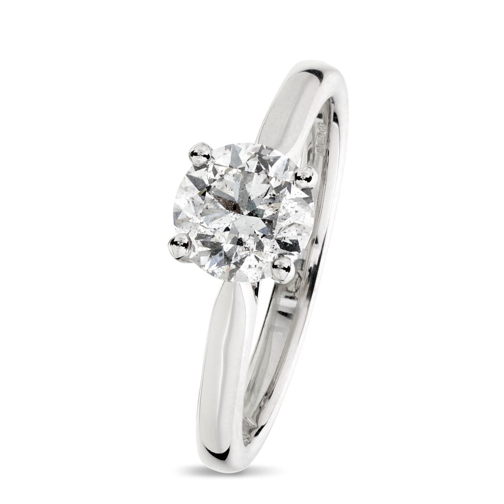 Round Brilliant Cut Solitaire Diamond Ring 1.14ct E SI3 WGI 18K White Gold