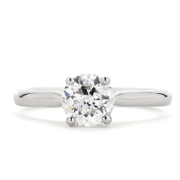 Round Brilliant Cut Solitaire Diamond Ring 1.14ct E SI3 WGI 18K White Gold