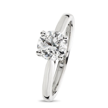 Round Brilliant Cut Solitaire Diamond Ring 1.14ct E SI3 WGI 18K White Gold