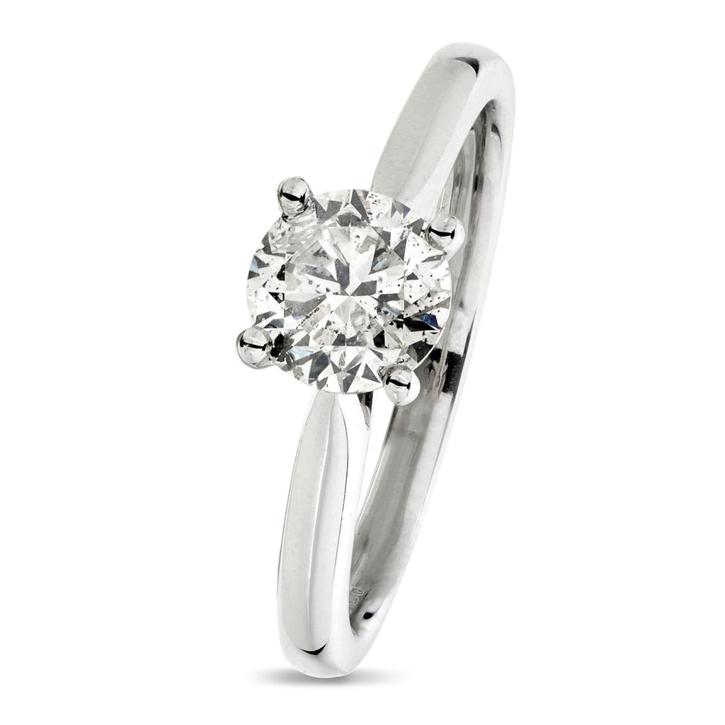 Round Brilliant Cut Solitaire Diamond Ring 0.94ct I I2 WGI 18K White Gold