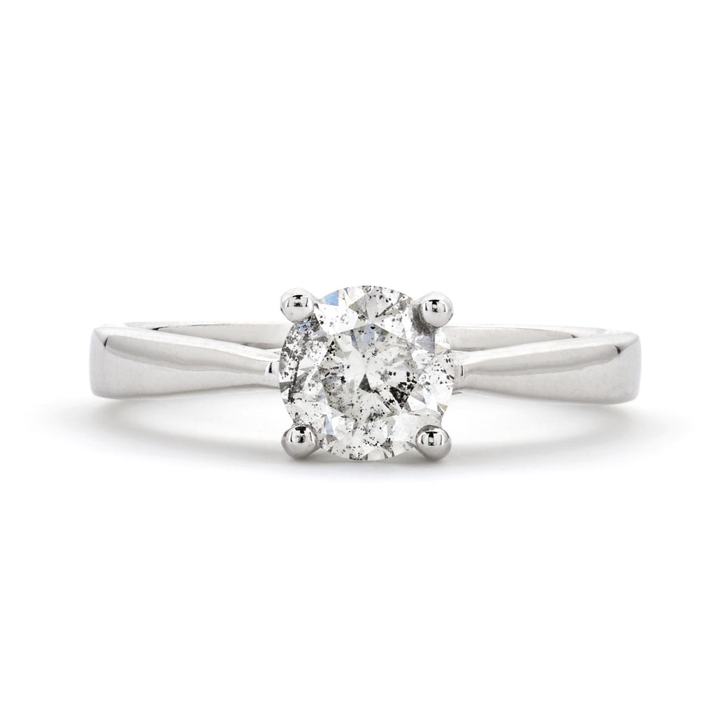 Round Brilliant Cut Solitaire Diamond Ring 1.02ct F I2 WGI 18K White Gold