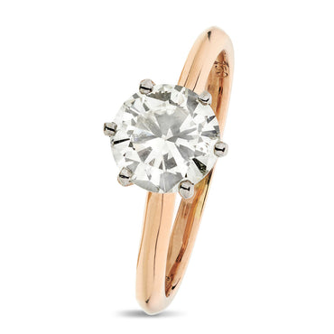 Round Brilliant Cut Solitaire Diamond Ring 1ct J SI1 WGI 18K Rose And White Gold