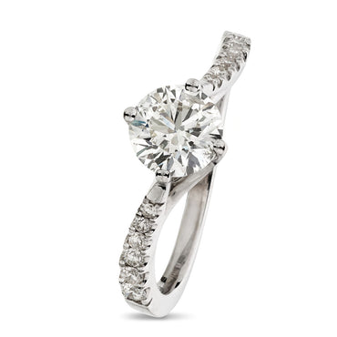 Round Brilliant Cut Solitaire Diamond Ring 1.05ct J SI2 WGI 18K White Gold