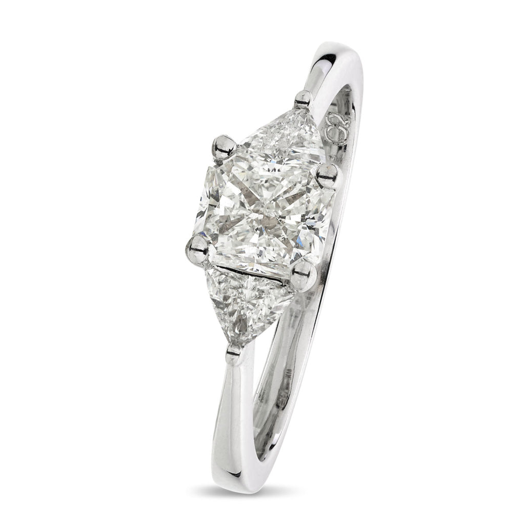 Radiant Cut Solitaire Diamond Ring 1.02ct I SI2 WGI 18K White Gold