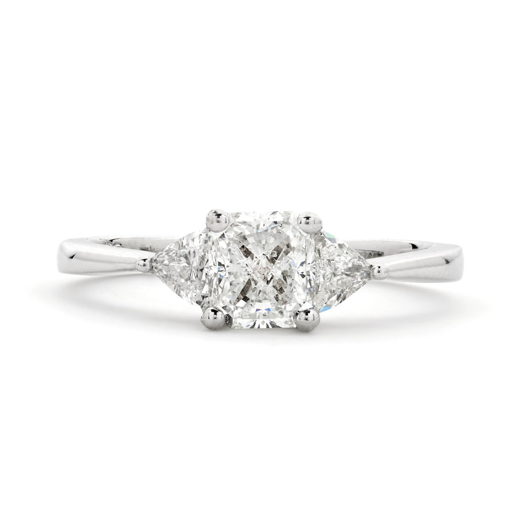 Radiant Cut Solitaire Diamond Ring 1.02ct I SI2 WGI 18K White Gold