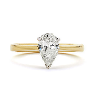 Pear-shape Solitaire Diamond Ring 0.92ct J SI2 WGI 18K Yellow And White Gold