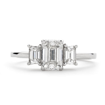 Emerald Cut Solitaire Diamond Ring 1.01ct F SI2 GIA Platinum