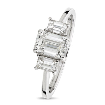 Emerald Cut Solitaire Diamond Ring 1.01ct F SI2 GIA Platinum