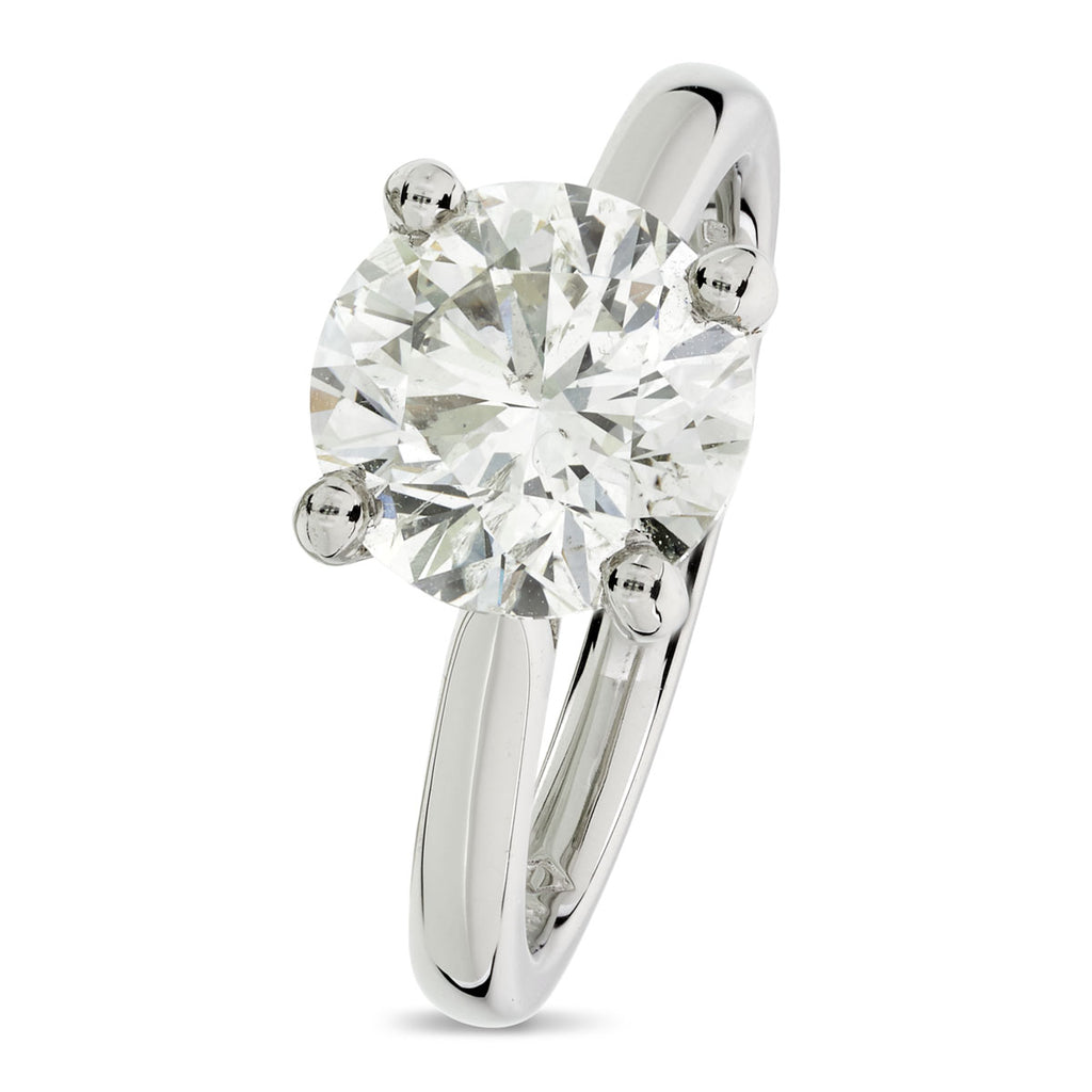 Round Brilliant Cut Solitaire Diamond Ring 2.79ct J SI2 WGI Platinum