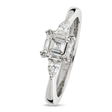 Square Emerald Cut Solitaire Diamond Ring 1.01ct D SI2 GIA 18K White Gold