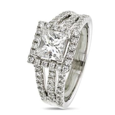 Princess Cut Solitaire Diamond Ring 1ct E SI2 GIA 18K White Gold