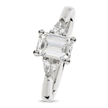 Emerald Cut Solitaire Diamond Ring 1.01ct F SI GIA Platinum