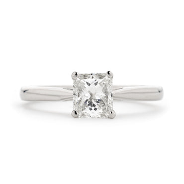 Radiant Cut Solitaire Diamond Ring 1ct H VS1 GIA Platinum