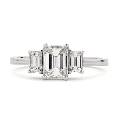 Emerald Cut Solitaire Diamond Ring 1.01ct G SI GIA 18K White Gold