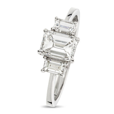 Emerald Cut Solitaire Diamond Ring 1.01ct G SI GIA 18K White Gold
