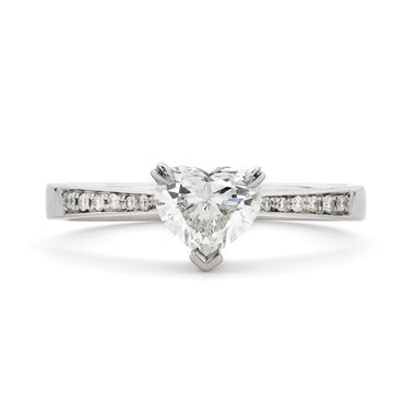 Heart-shape Solitaire Diamond Ring 0.91ct G SI1 GIA 18K White Gold