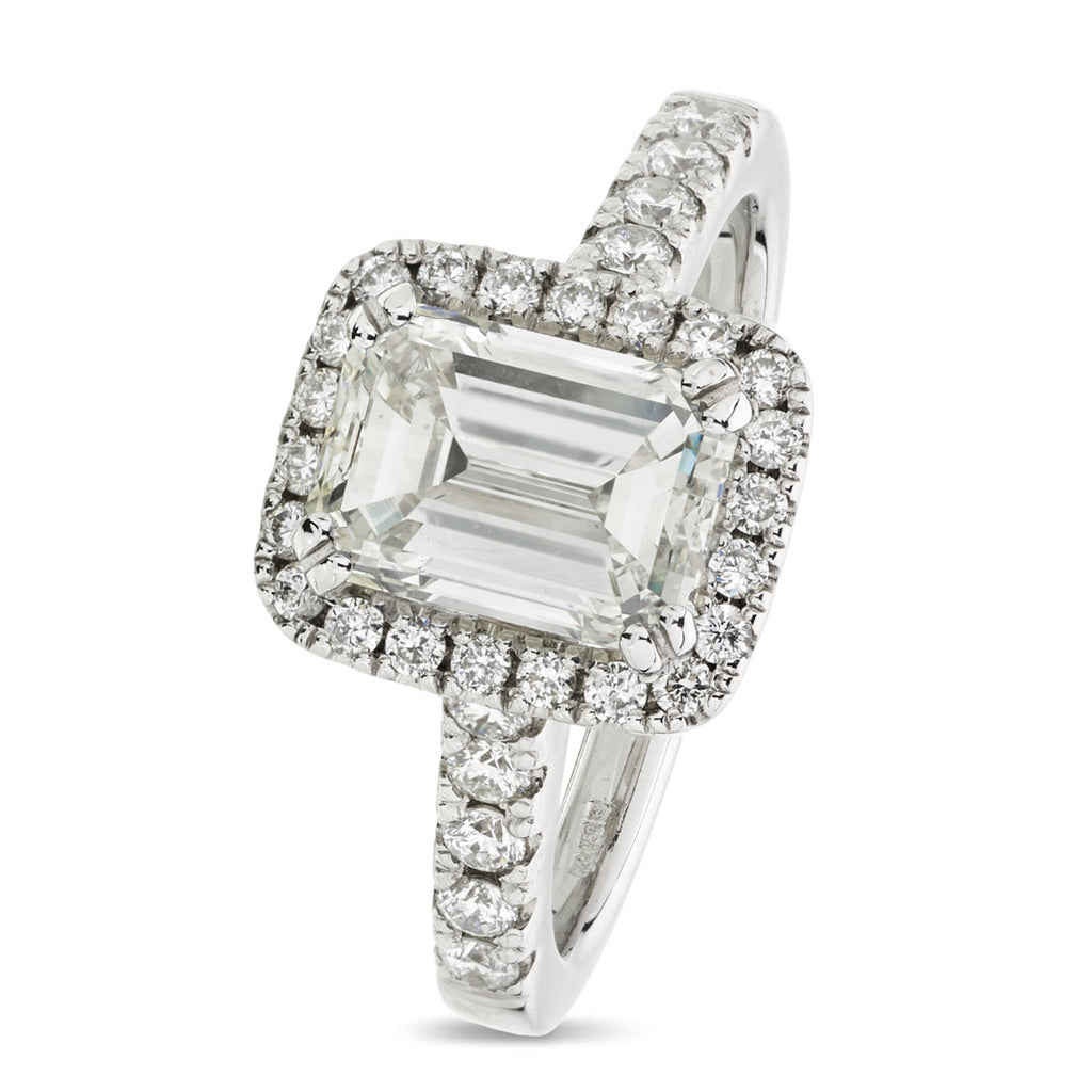 Emerald Cut Solitaire Diamond Ring 2.01ct L VS1 WGI 18K White Gold