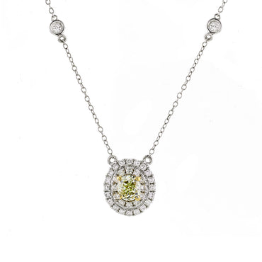 Diamond Pendant 0.49ct fancy light yellow VS1 set in 18k yellow & white gold