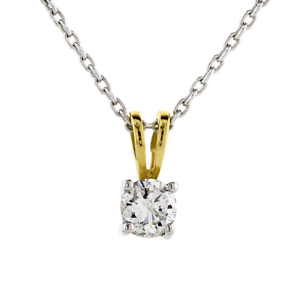Diamond Pendant 0.32ct F SI1 set in 18k yellow & white gold
