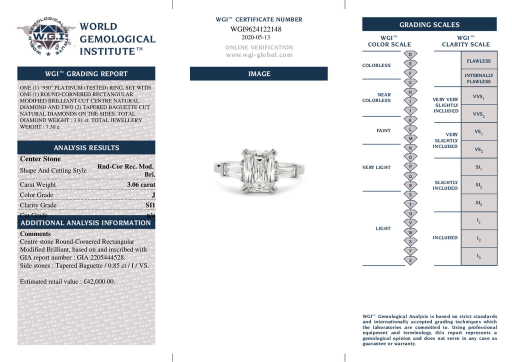 CrissCut Solitaire Diamond Ring 3.06ct J SI1 GIA Platinum