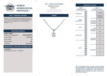 Diamond Pendant 0.39ct H SI1 set in 18k white gold