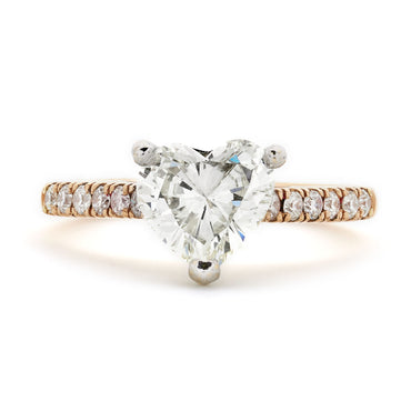 Heart-shape Solitaire Diamond Ring 1.63ct M VS1 WGI 18K Rose And White Gold