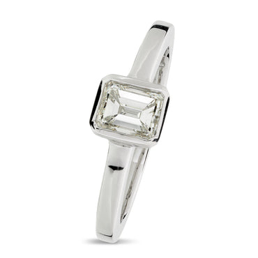 Emerald Cut Solitaire Diamond Ring 1ct J VS1 WGI 18K White Gold