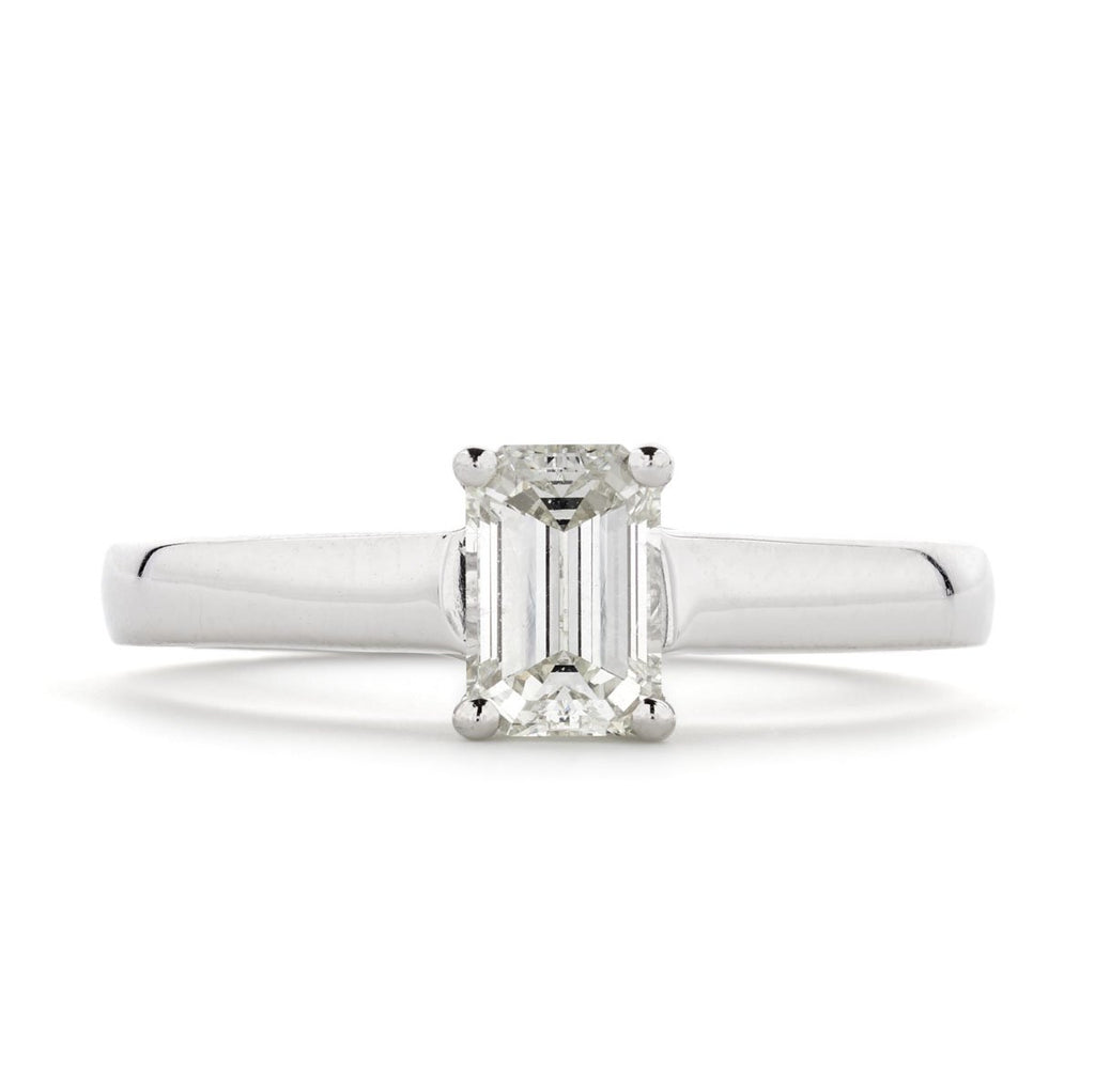 Emerald Cut Solitaire Diamond Ring 0.75ct J SI1 18K white gold