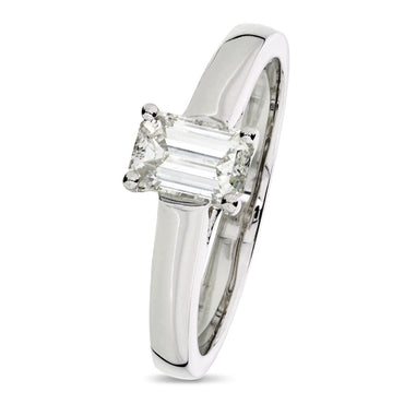 Emerald Cut Solitaire Diamond Ring 0.75ct J SI1 18K white gold