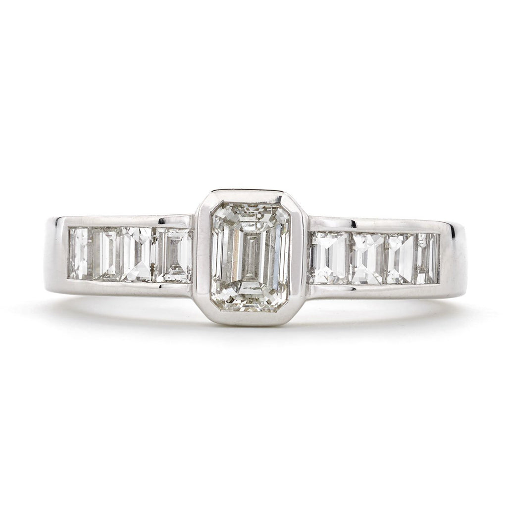 Emerald Cut Solitaire Diamond Ring 1.04ct I SI1 18K white gold
