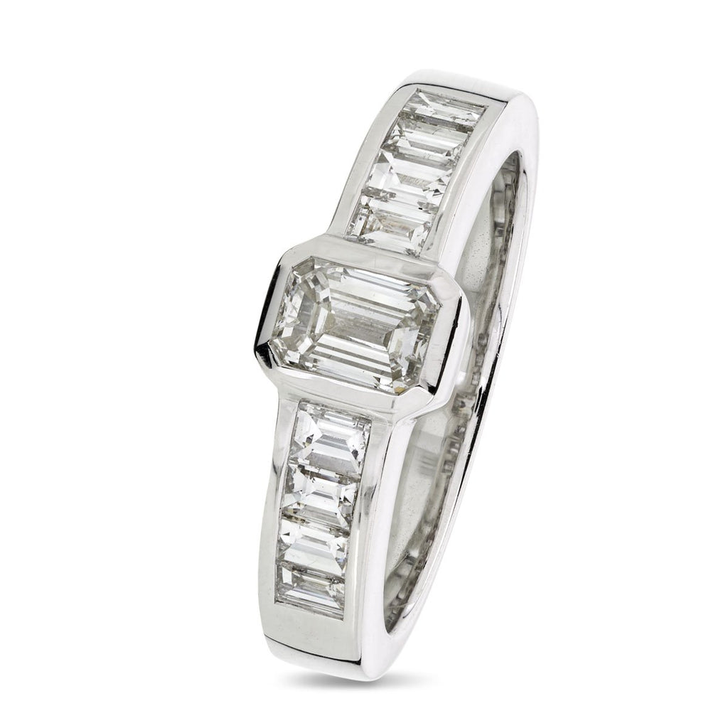 Emerald Cut Solitaire Diamond Ring 1.04ct I SI1 18K white gold
