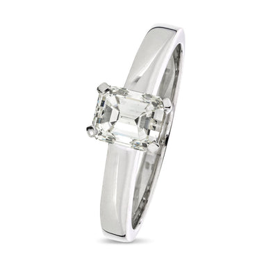 Emerald Cut Solitaire Diamond Ring 1.00ct K VS1 18K white gold