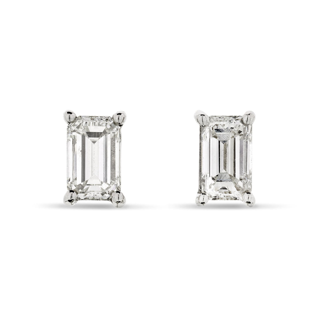 A pair of Emerald Cut diamond Stud Earrings  0.5ct  G-H VS2 WGI 18K white gold